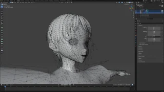 A character model in a 3D editor